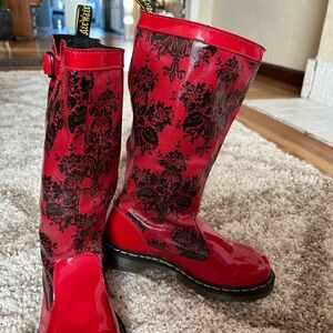 Dr. Martens Red Floral Boots